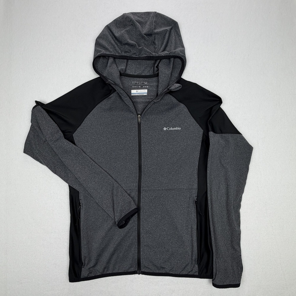 Columbia Omni-Wick/Omni-Shade Full Zip Hoodie Grey Black Activewear Mens Medium